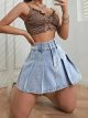 High Waist A- Line Pleated Skirt Casual All-match Retro