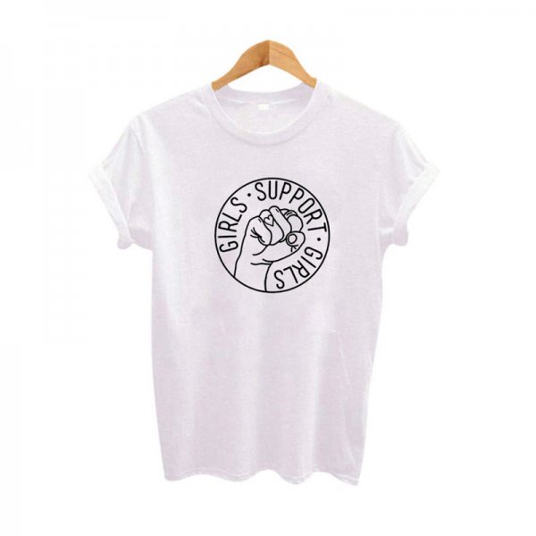 GIRLS SUPPORT GIRLS Short Sleeve Letter Printed T-shirt