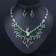 Ethnic Style Zircon Peacock Earring Set Tassel Colorful Clavicle Necklace Jewelry Set