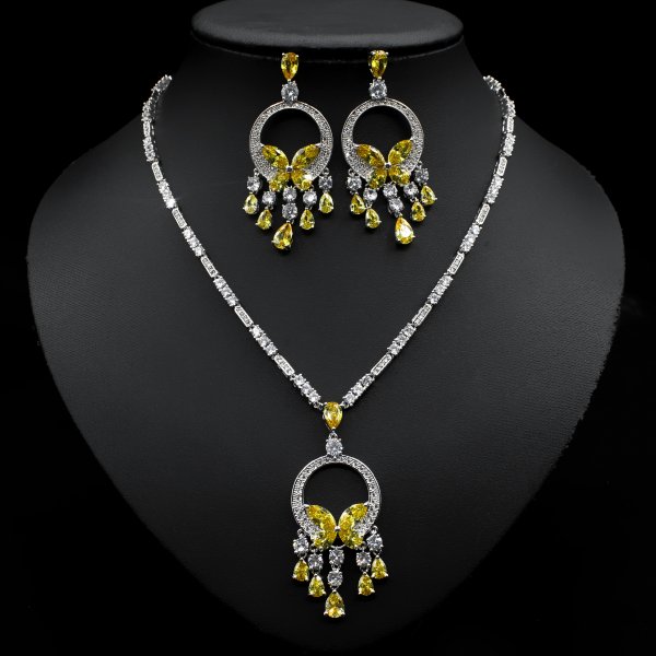 Japanese And Korean Bridal Set Butterfly Zircon Necklace Set