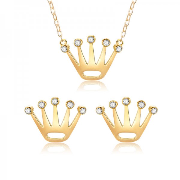 Alloy Inlaid Rhinestone Necklace And Earrings Two-piece Foreign Trade Hot Sale