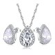 Platinum-Plated Drop Zircon Necklace And Earring Set